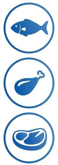 Zivju, vistas un gaļas ikonas